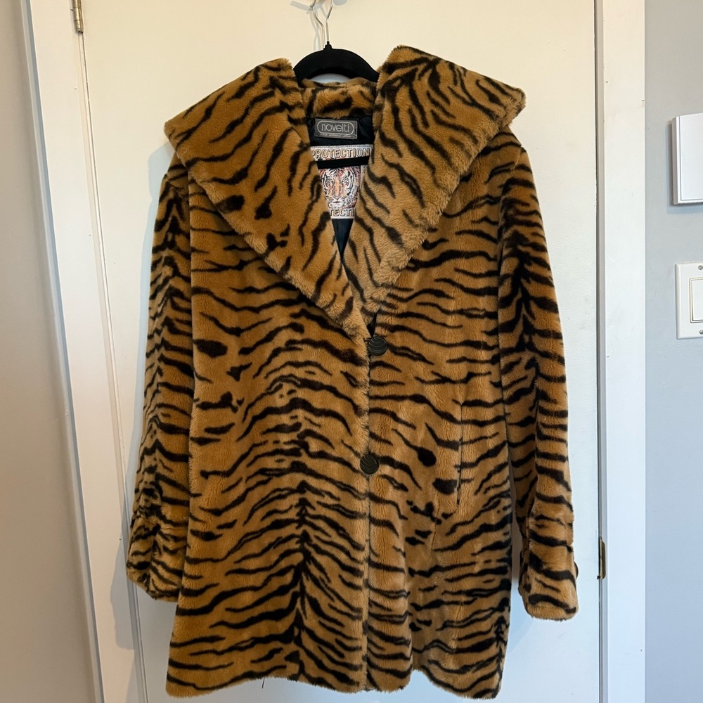 Tiger Print Faux Fur Coat